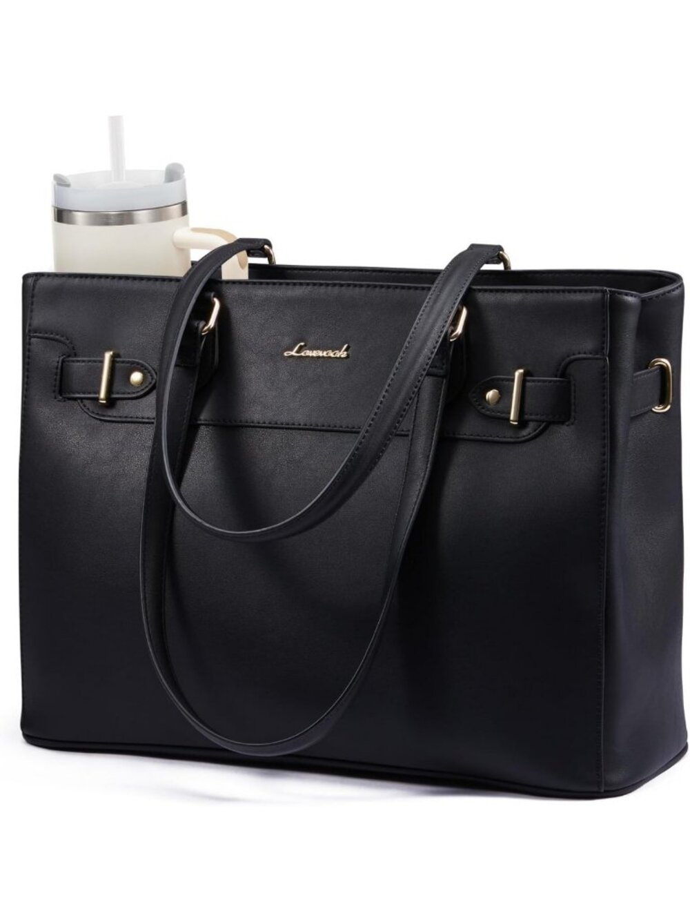 Stylish Waterproof Laptop Tote Bag for Women | Large Cup Holder & Work